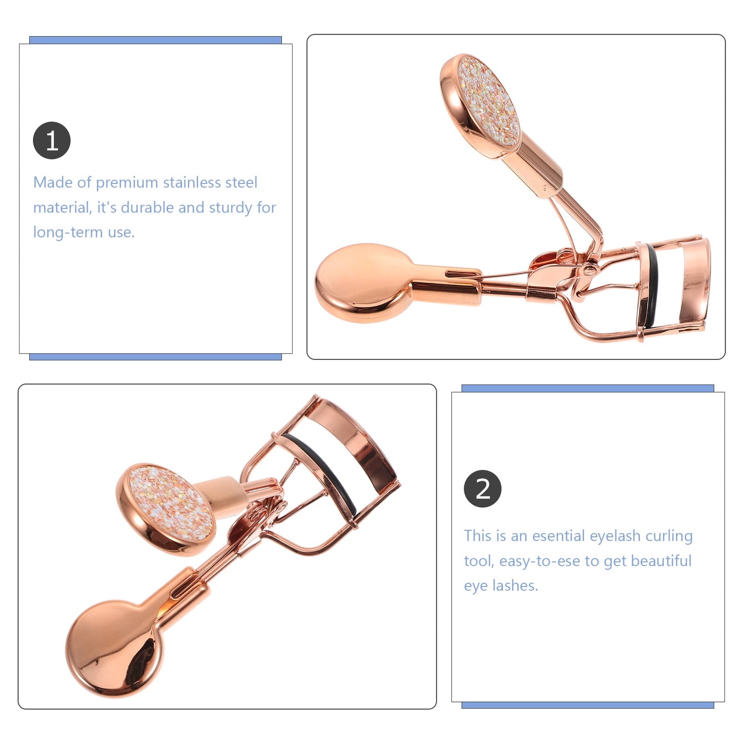 HOOWIFFY Rose Eyelash Curler Stainless Steel Lash Curler for Beautiful Eye Makeup