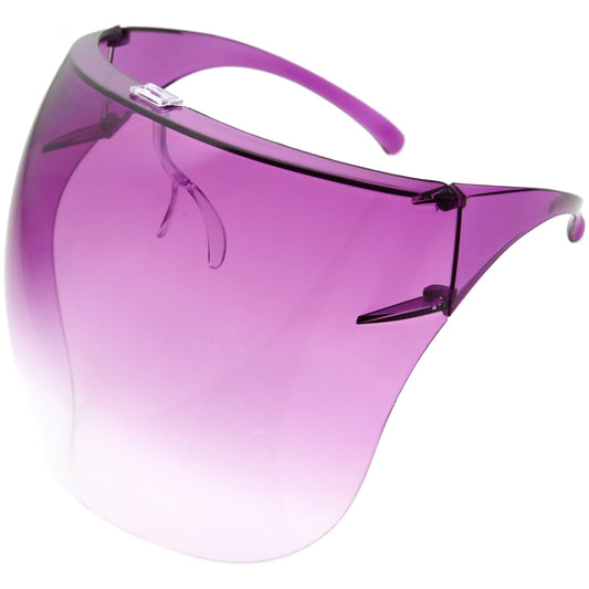Amethyst ombre full-face visor goggles with side temple and purple tinted lens