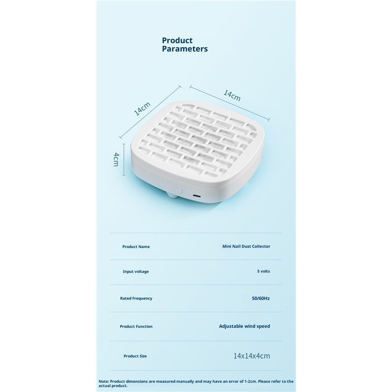 Nail Dust Collector, Cordless Dust Collector Nail Tech, Compact Powerful Nail Vacuum Fan Rechargeable Dust Pedicure for Home, White(white)