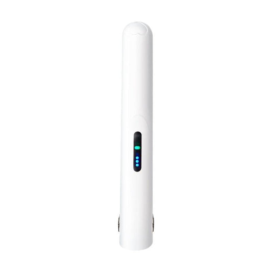 Cordless hair straightener mini, white handle with glowing LED display