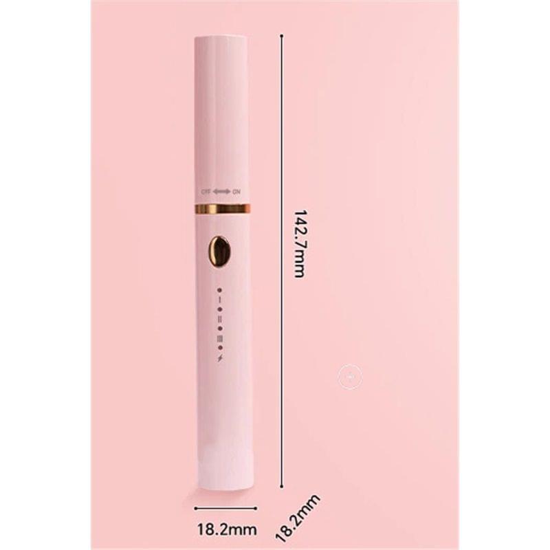 Pink heated lash curler brush with gold accent and slim handle