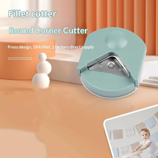Green round corner paper punch tool, R4 corner cutter with press handle