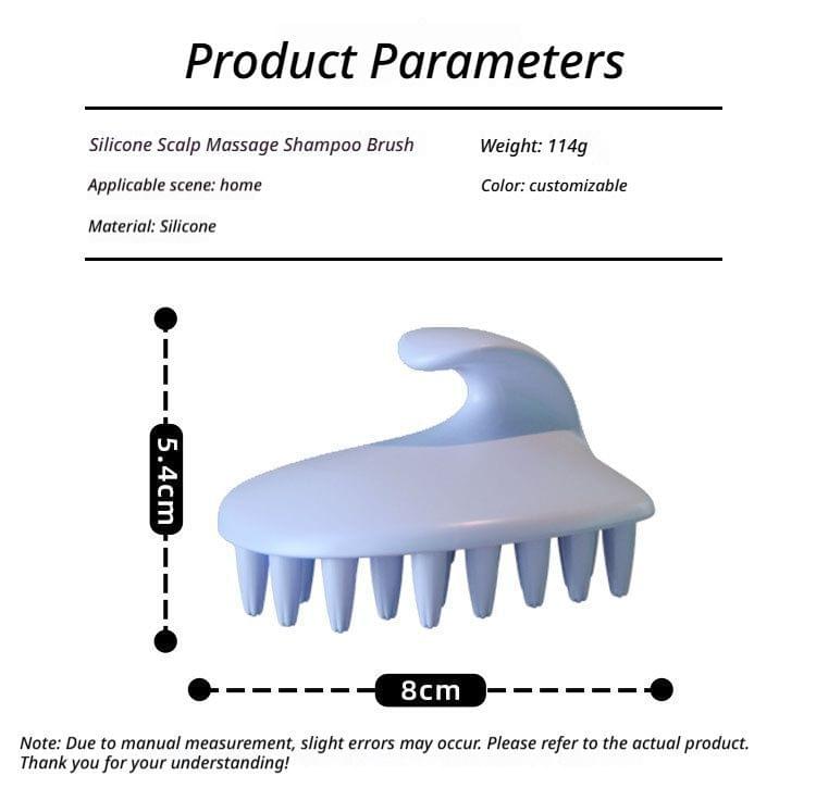 Silicone scalp massage shampoo brush with short bristles and light blue handle