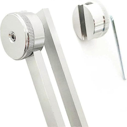 Metal sliding tuning fork with silver knobs and adjustment rods