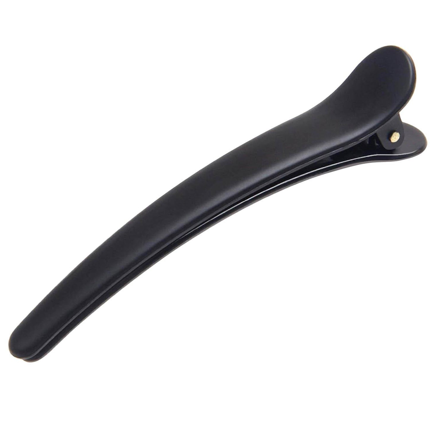Single black hair clip with curved clamp and gold-tone stud