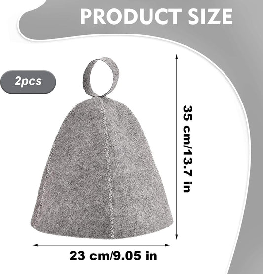 Gray felt sauna hat dome cap with top loop handle