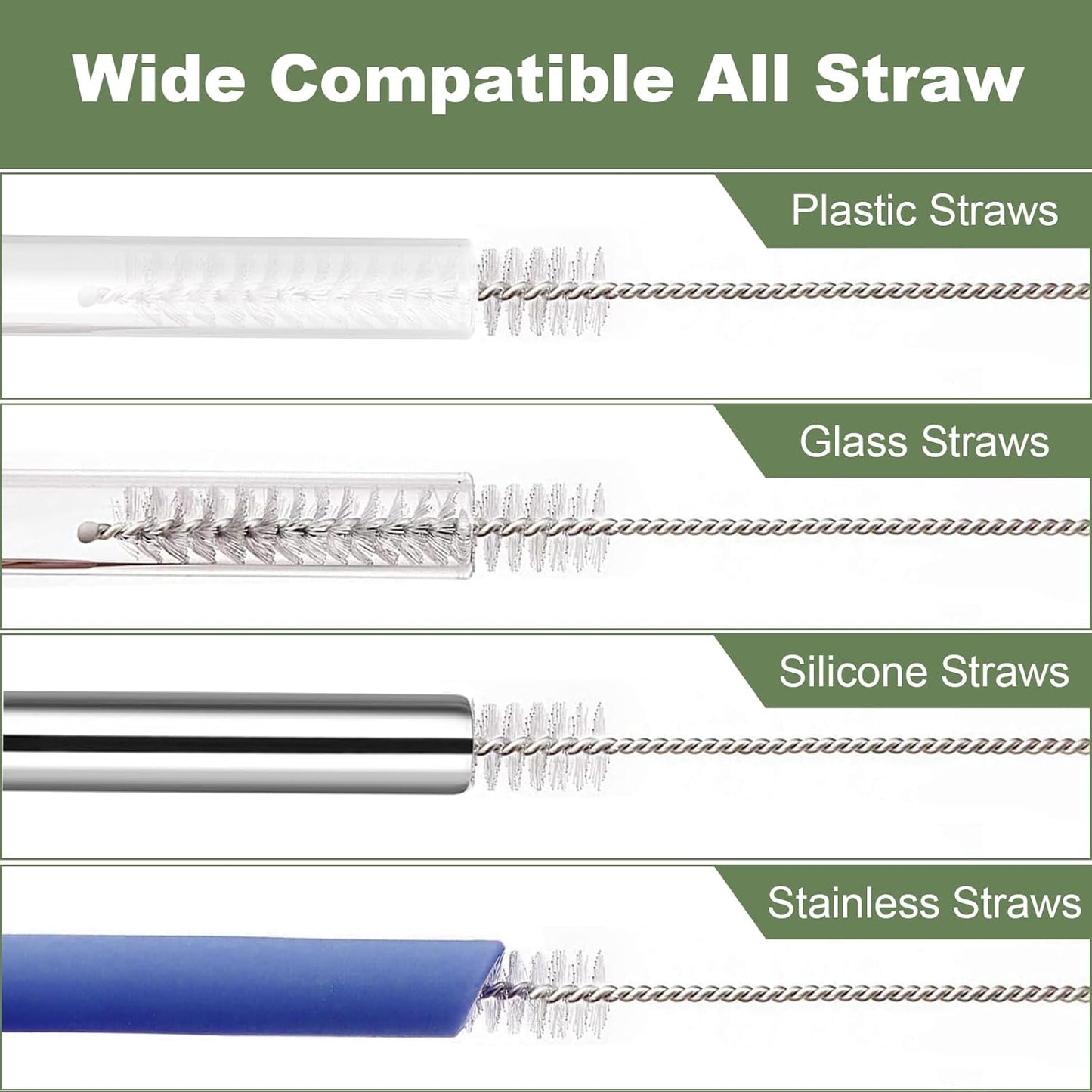 Straw Cleaner Brush for Stanley, 4Pcs Reusable Extra Lg Straw Cleaning Brush for 14oz 20oz 30oz 40oz Stanley Mug, Cleaning Brush for All Plastic, Glass, Stainless and Silice Straws