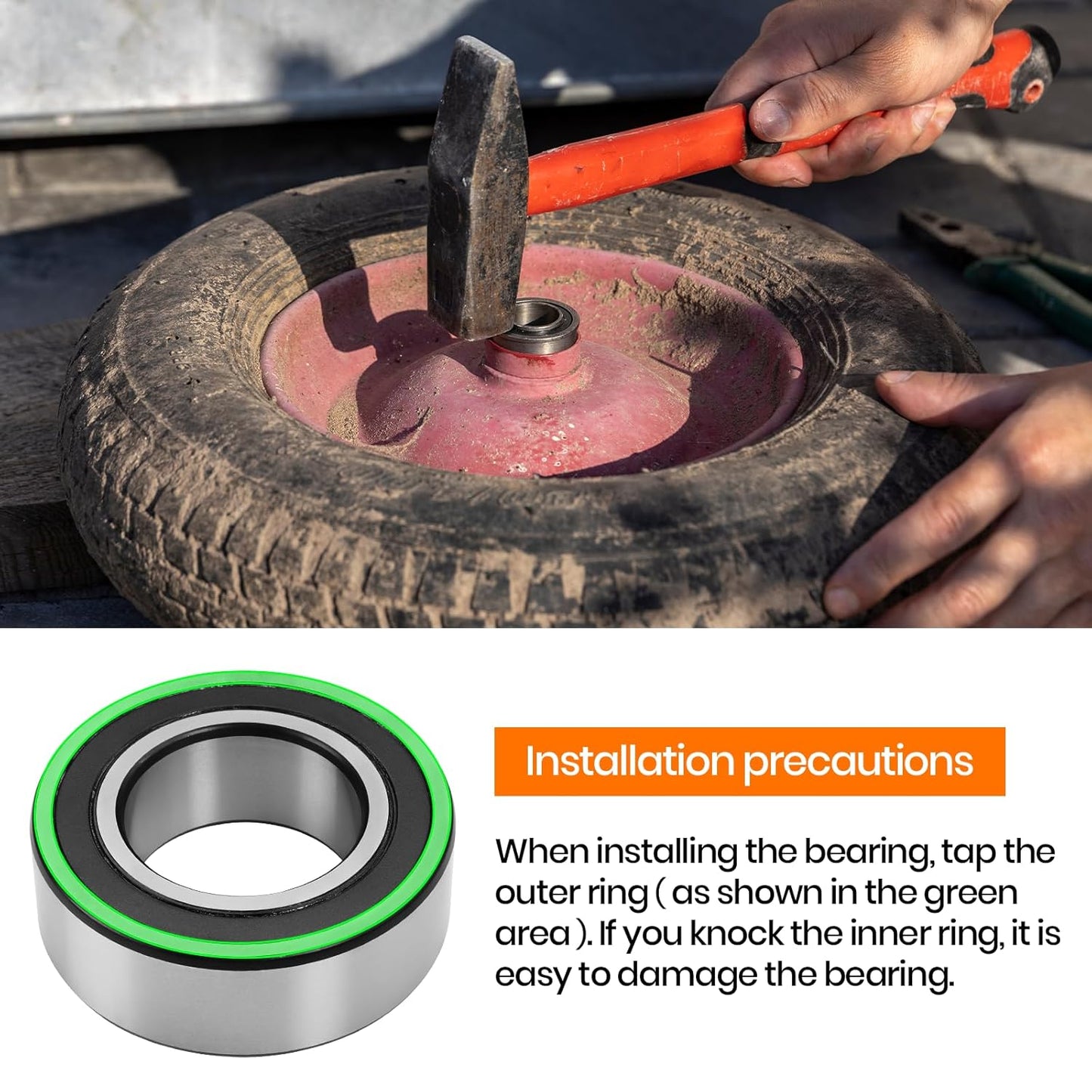 (4-Pack) 3/4" Bearings Carbon Steel - ID 3/4" x OD 1-3/8" Applicable Lawn Mower, Wheelbarrows, Carts and Hand Trucks Wheel Bearings Replacement