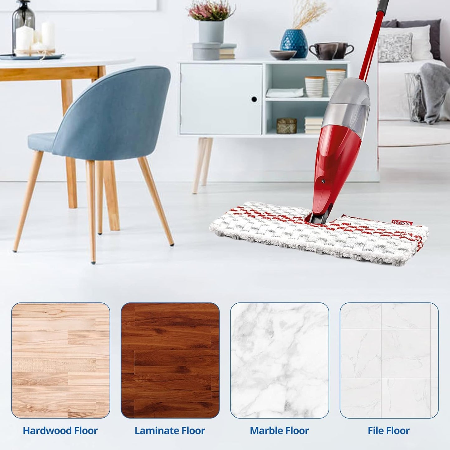 6 Pack Washable Microfiber Spray Mop Refills Compatible with O-Cedar ProMist MAX Spray Replacement Mop Pads