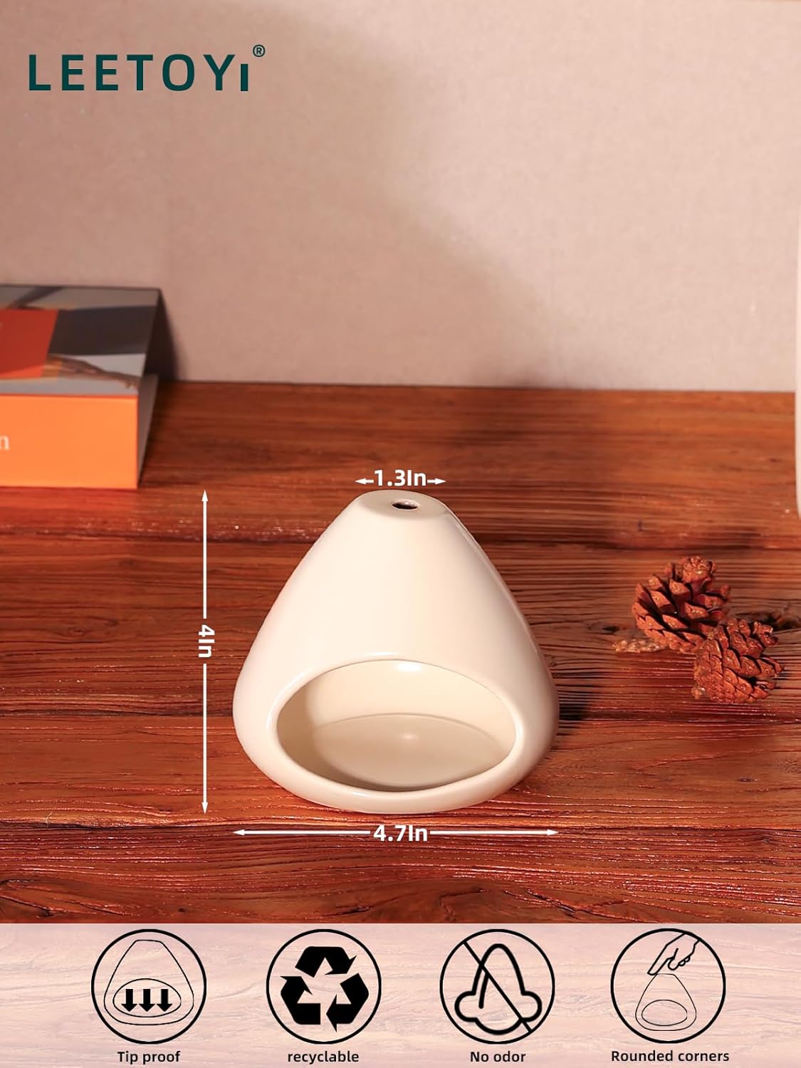 Ceramic Palo Santo Holder - Modern Incense Burner for Meditation,Yoga and Energy Cleansing - Wood Sticks Dish, Cone Burner - Inspired Home Decor Gift (White)