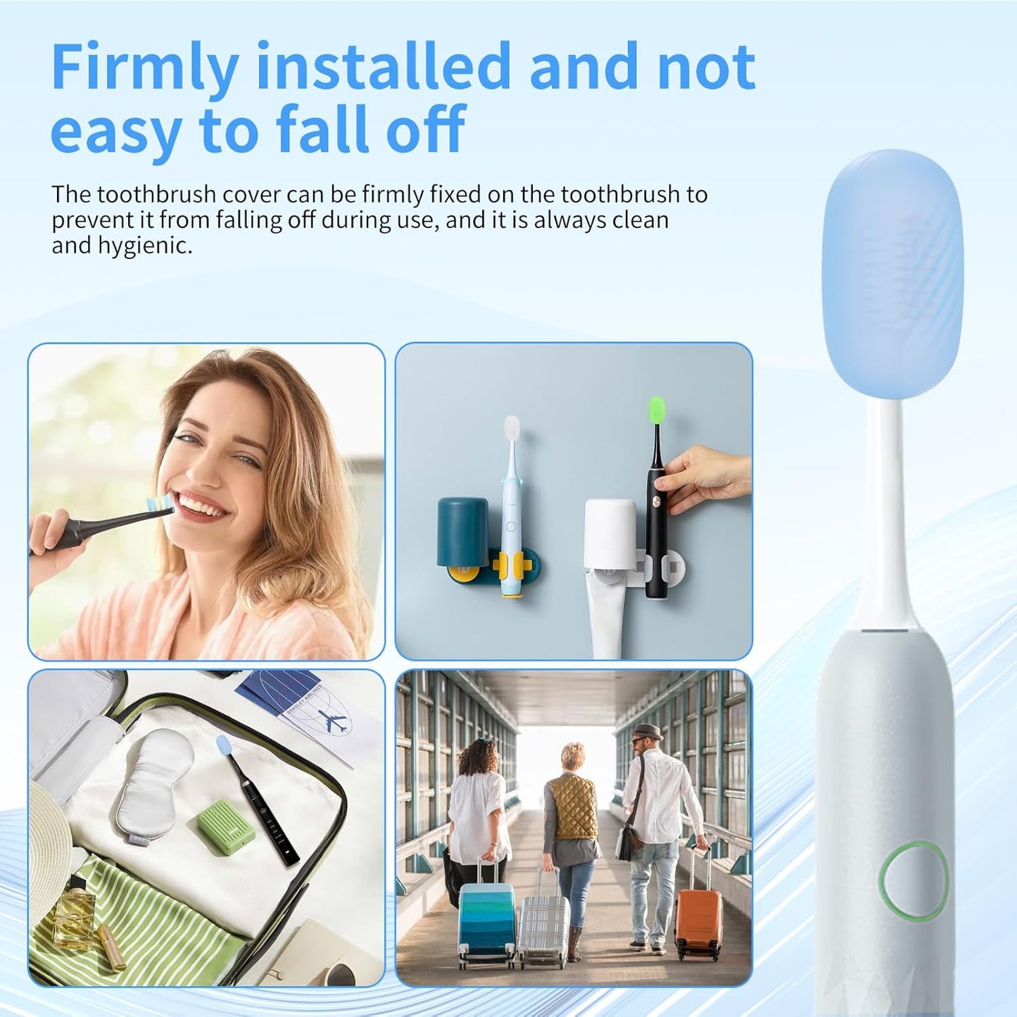 6 Pcs Toothbrush Covers Toothbrush Covers Caps,Replaceable Electric Toothbrush Head Cover Silicone Toothbrush Protector Cap for Household Travel, Bathroom, Gym,Camping