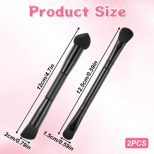 Two hairline concealer brushes with sponge and bristle ends, shown side by side