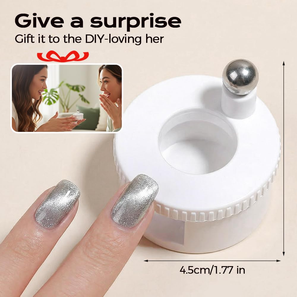 2026 New Rotating Cat Eye Magnet, Beginner-Friendly Nail Tool with Magnetic Force, Easy DIY Glossy Cat Eye Effect (Pink - Steel Ball)