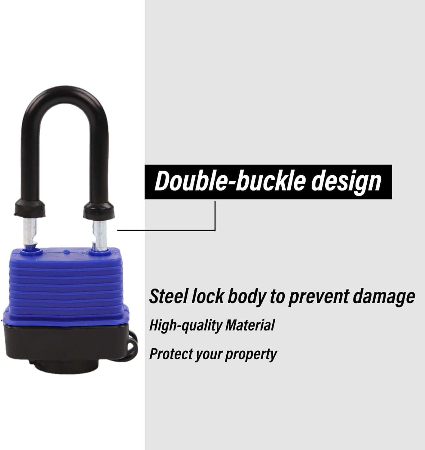 ® Heavy-Duty 44mm 1.75" Out-Door Padlock Keyed-Alike, Water-Resistant Cover, Steel Lock with Same-Key, Extra-Long-Shackle Anti-Rust, Brass Cylinder for Boat, Fishing, Marine, Fence