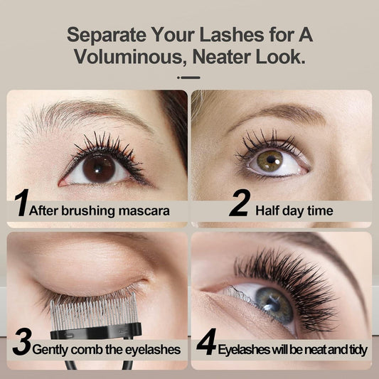 3-piece lash separator comb and spoolie brushes with black handles for separating lashes