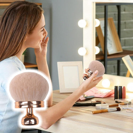 Rose gold self tanner brush for applying powder to face and body
