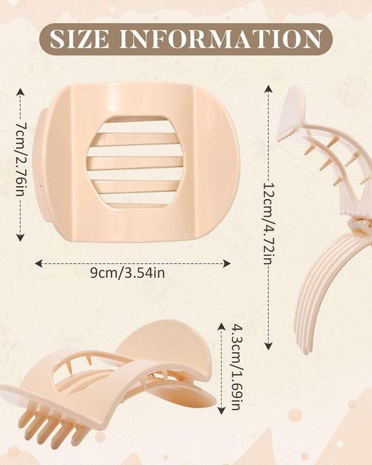 6-piece curved claw hair clips in light brown, dark brown, white and chestnut tones