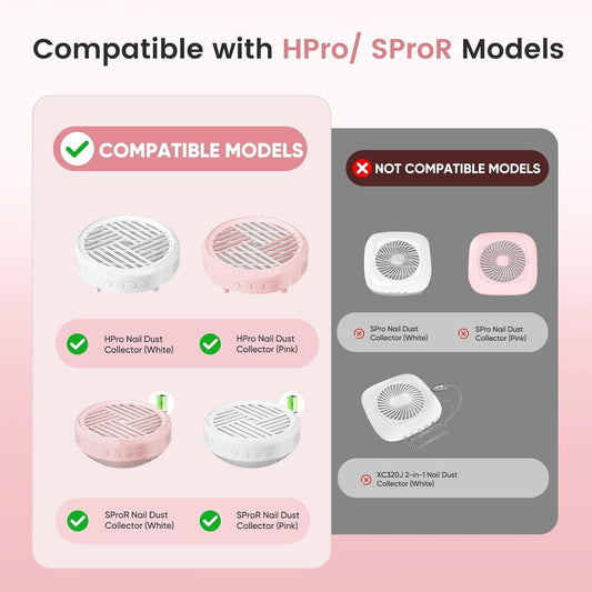 Nail dust collector filter pack, white and pink circular filters