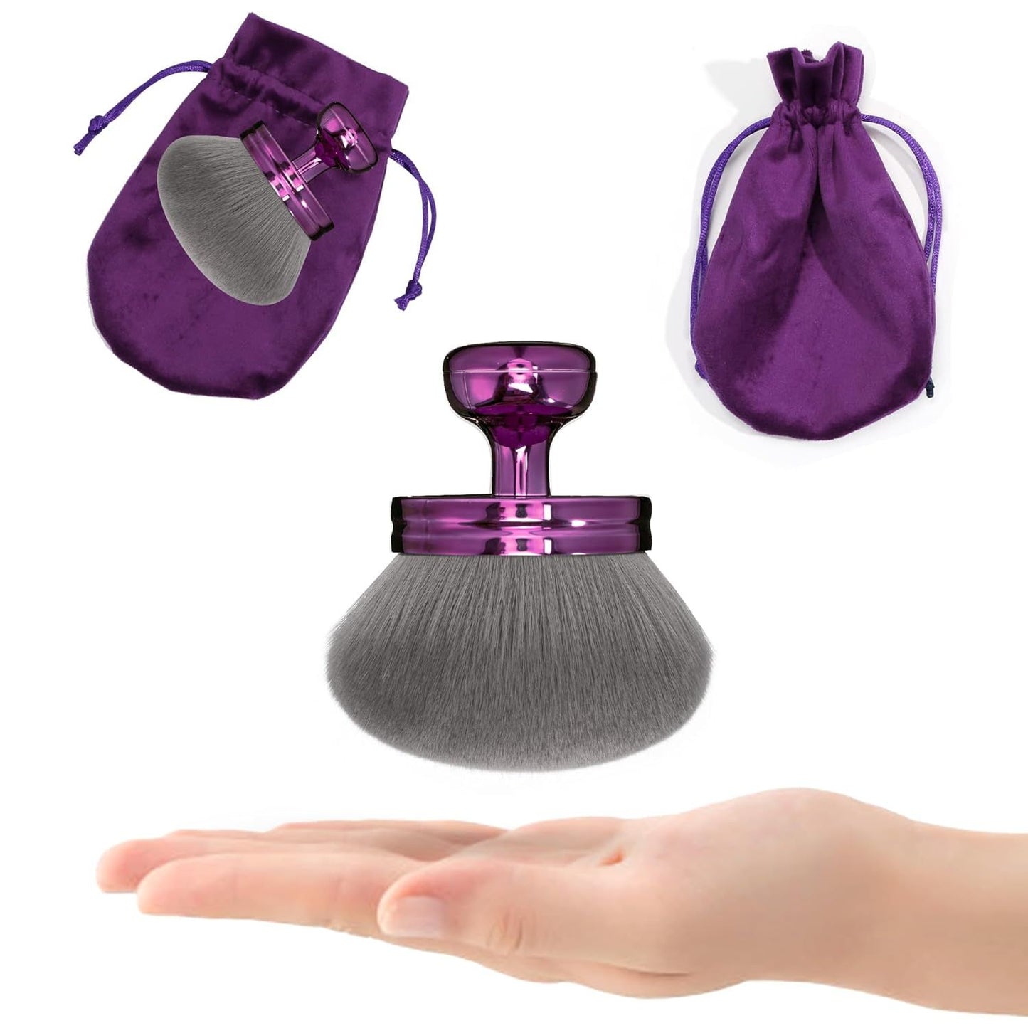Blend & Blur Extra Large Body Makeup Brush or Sel Tanner,Leg Makeup & Bronzer Sel Tan Applicator, 3.2inch Wide Round Head Kabuki Brush or Application with Drawstring Bag (Purple)