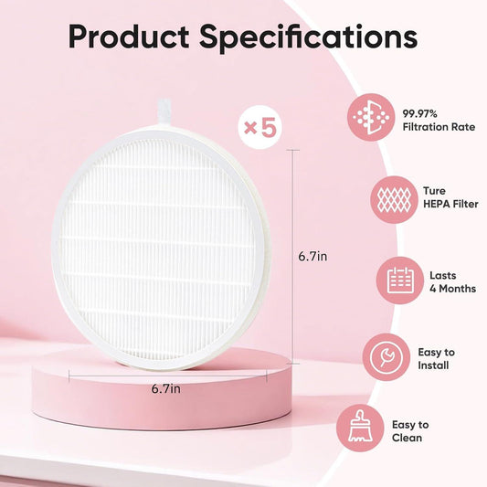 Nail dust collector HEPA filter disc, white pleated circular filter