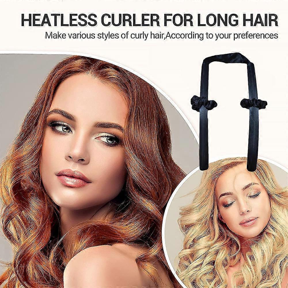 Heatless curling headband with black foam rollers styled on blonde hair