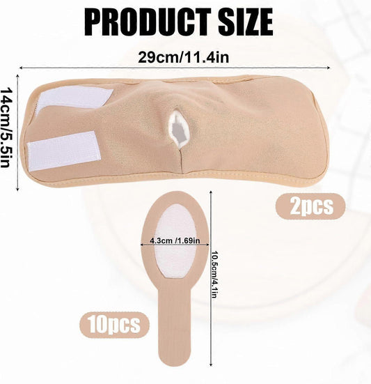 Beige finger wraps with white pads and oval finger openings, soft cotton