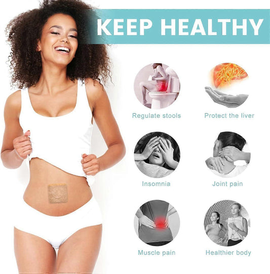 Belly button patch on model's abdomen with white underwear