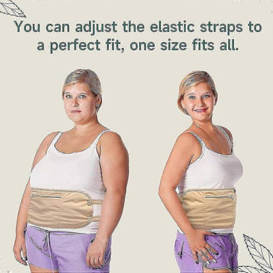 Adjustable elastic castor oil pack wrap with beige front panel