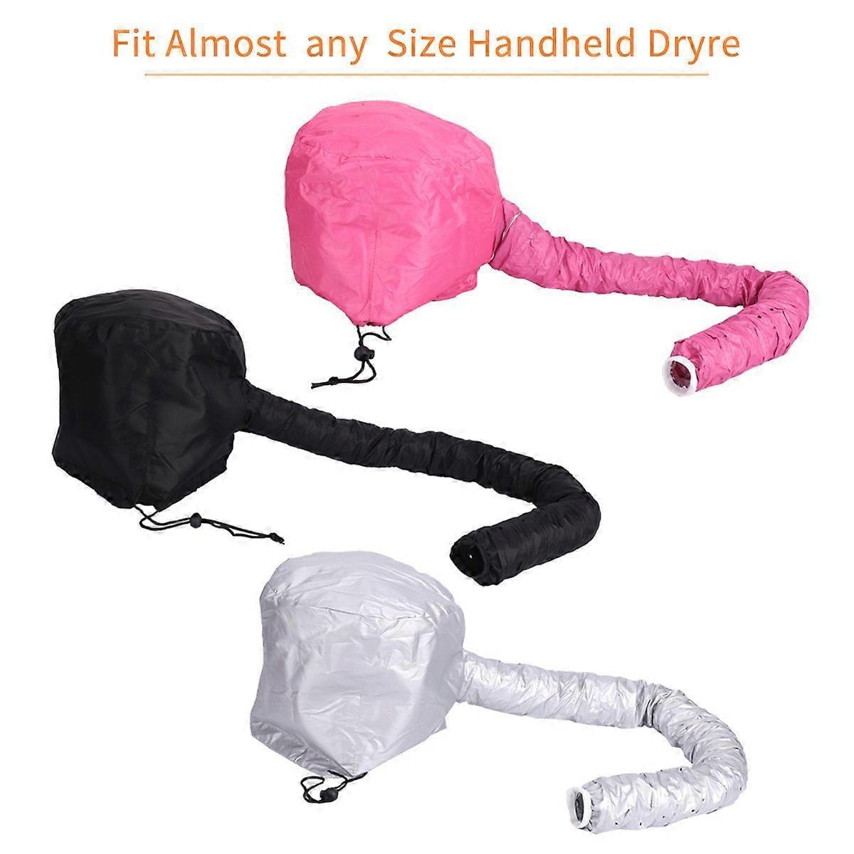 Hair dryer cap hood set in black and pink with long flexible hoses