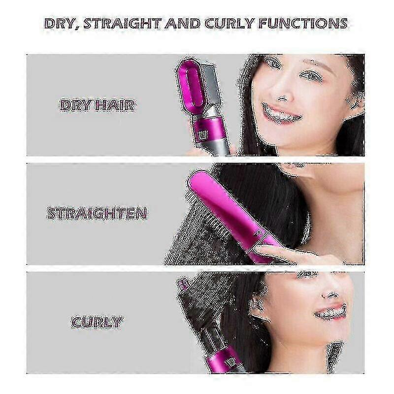 5-in-1 Hair Dryer Curler Straightener Blow Dryer Brush Pink
