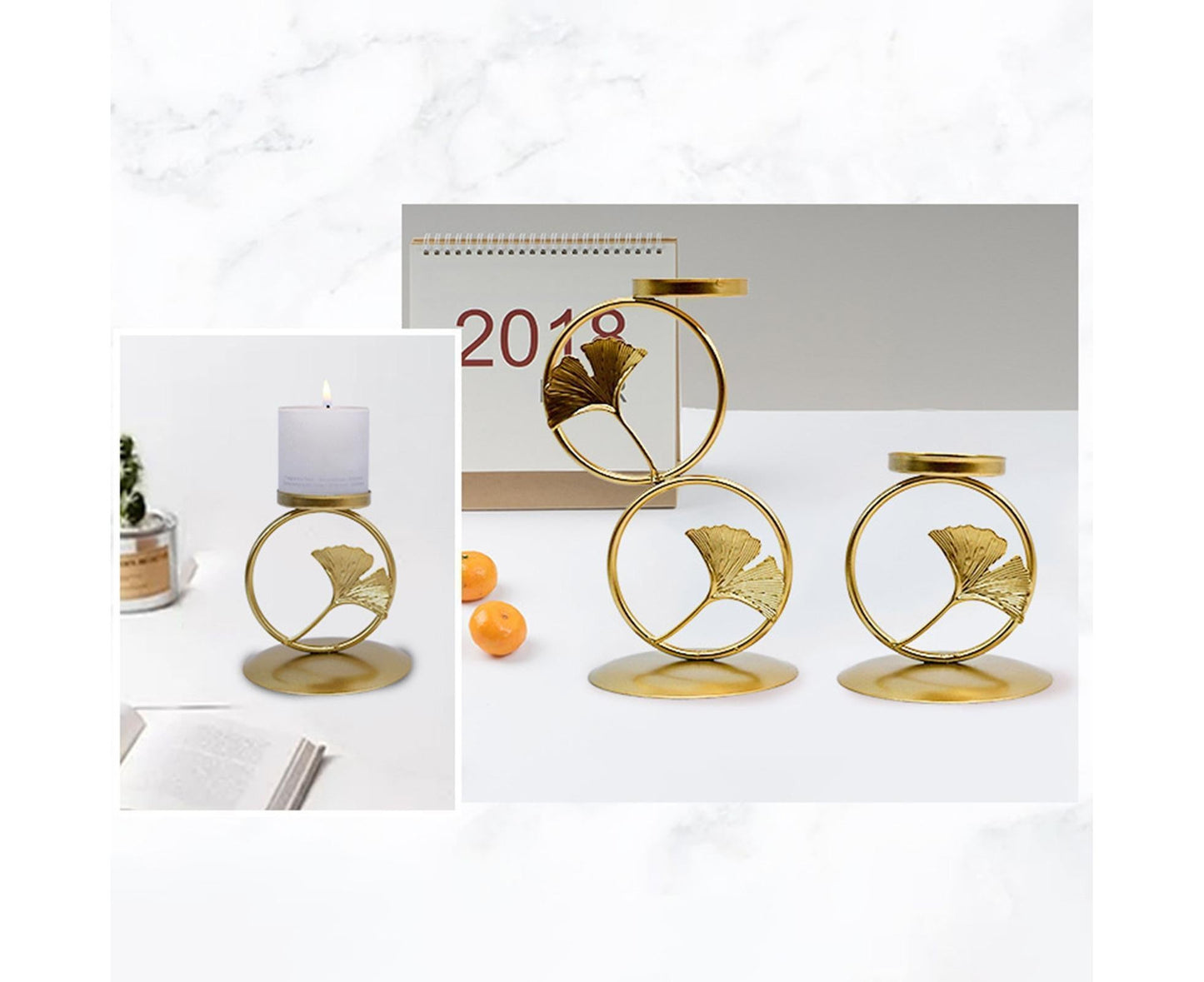 Nordic Retro Golden Candlestick Candle Holder Romantic Wedding Props Ornaments-Black L
