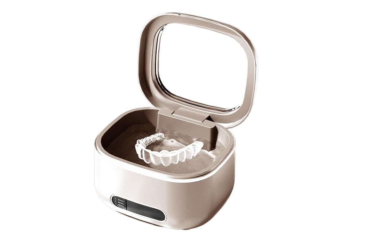 Ultrasonic Retainer Cleaner Machine 50kHz Ultrasonic Dentures Cleaner for Night Guards Braces Aligner Toothbrush Jewelry and More - Blue