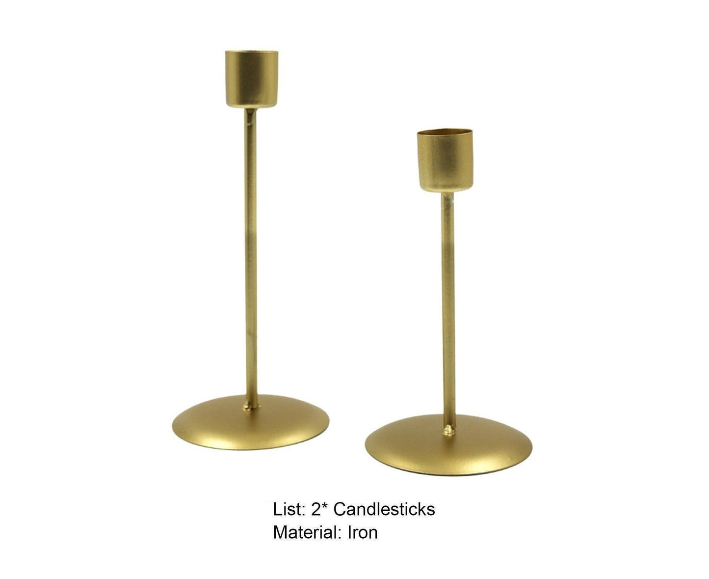 2Pcs Candlestick Exquisite Decorative Simple Nordic Style Candlelight Stand Home Decor -Golden