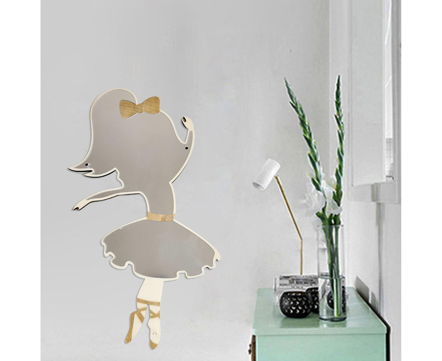 Ballet Girl Wall Mirror-Natural