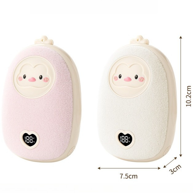 Cute Cartoon Hand Warmer 2-in-1 Portable USB Charging Power Bank, 3 Temperature Settings Pocket Heater—Pink