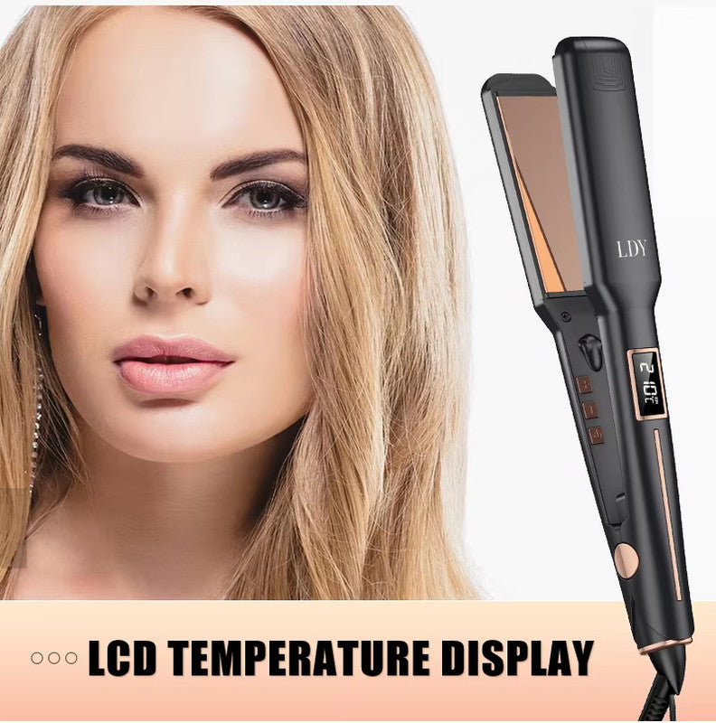 Black Advanced Titanium Ion Flat Iron - Professional Hair Straightening & Curling Styler - Ventilated Plates for Steam Release - Instant Heat-up Salon Styling Tool with Auto Shut-Off