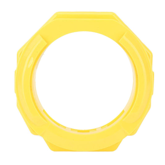 Yellow plastic pool cleaner foot pad replacement with central round opening
