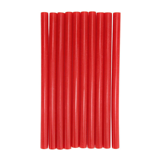Hot melt glue sticks set, red cylindrical rods arranged in a tight group