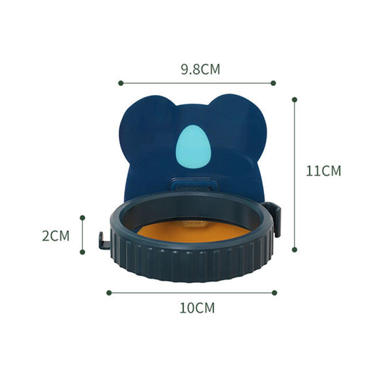 Blue koala wall mounted hair dryer holder with oval ring cradle and cutout