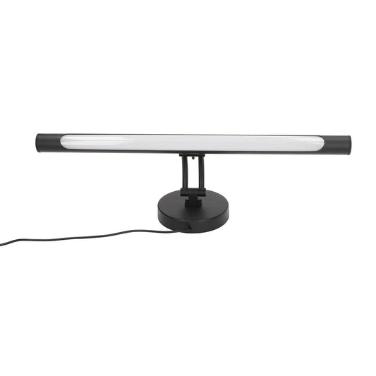 Dimmable LED light bar lamp with round black tabletop base and white light tube