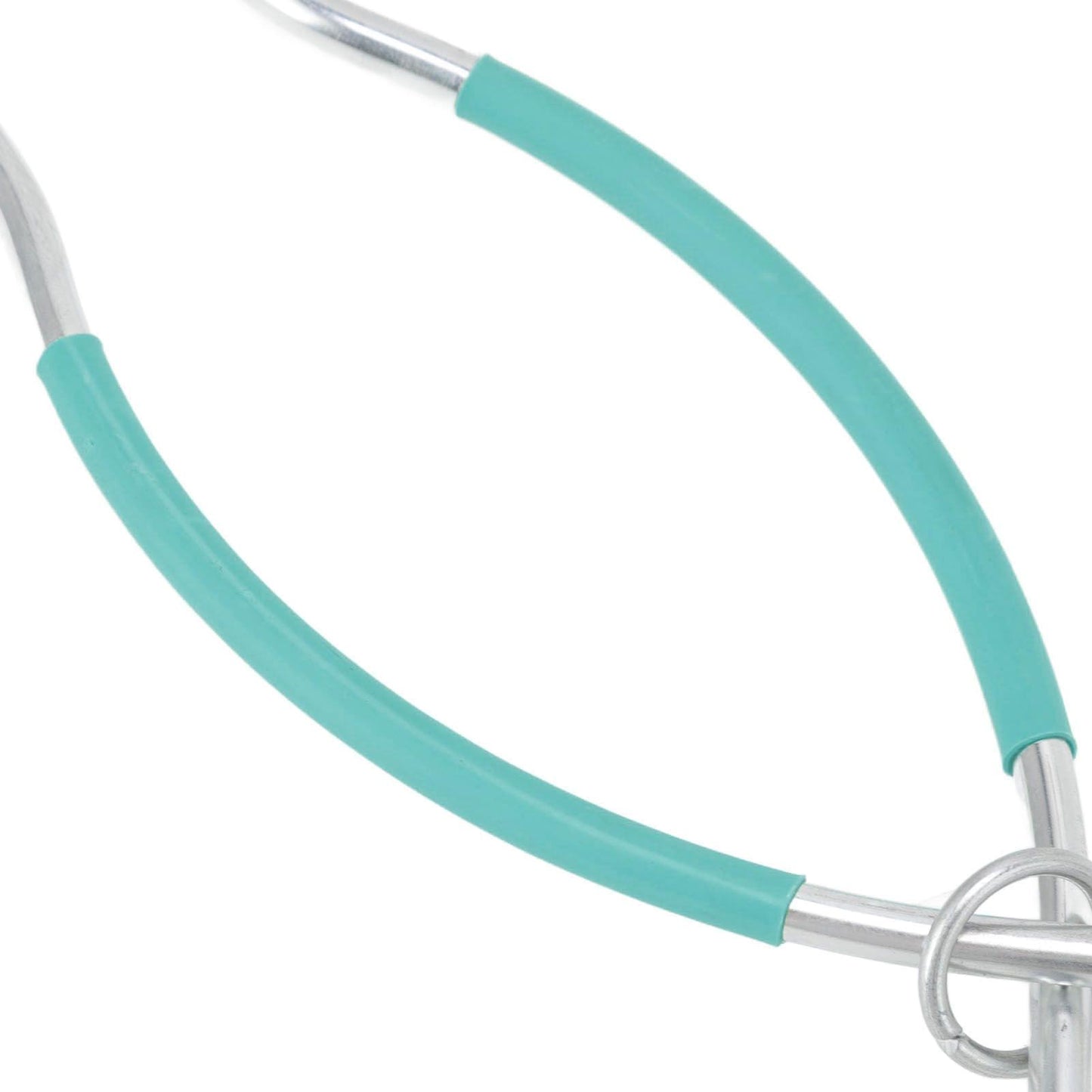 Turquoise rubber loop section of a silver cattle nose pulling tool