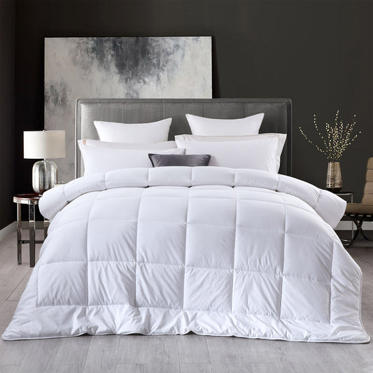 Royal Comfort 260GSM Deluxe Eco-Silk Touch Quilt 100% Cotton Cover - Single - White