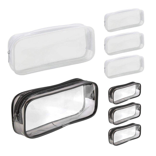 Clear waterproof zipper pencil case pouch, white, rectangular, with smooth zip closure
