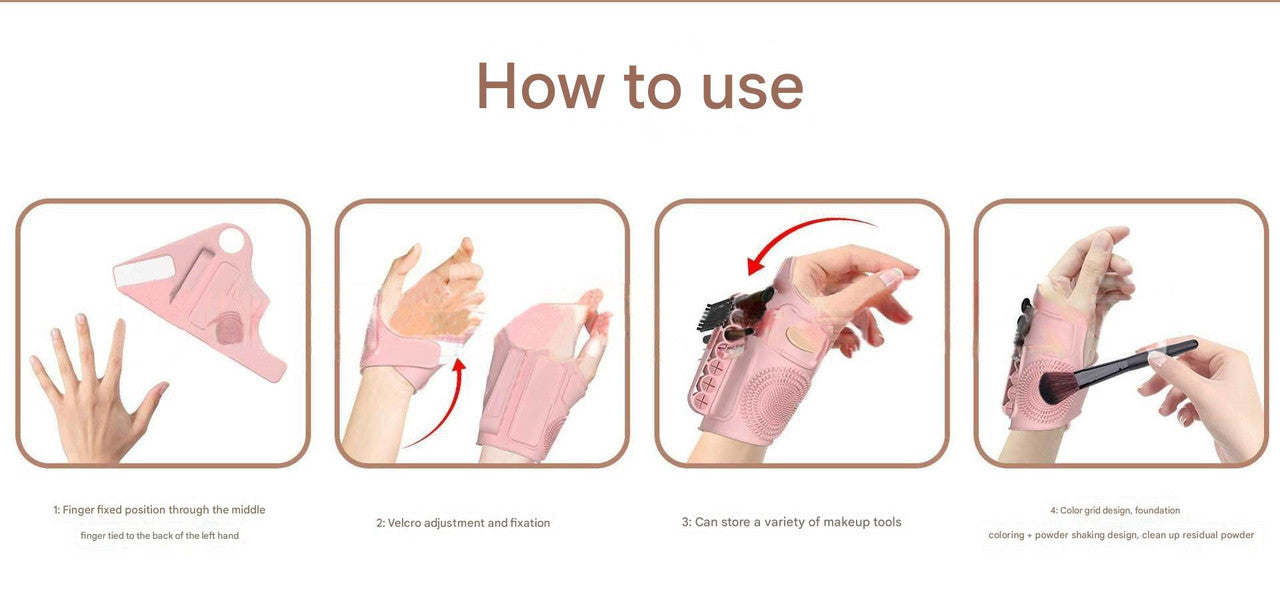 2pc Multi-Functional Silicone Makeup Artist Wristband - Wearable Palette, Brush Holder & Cleaner(blue)