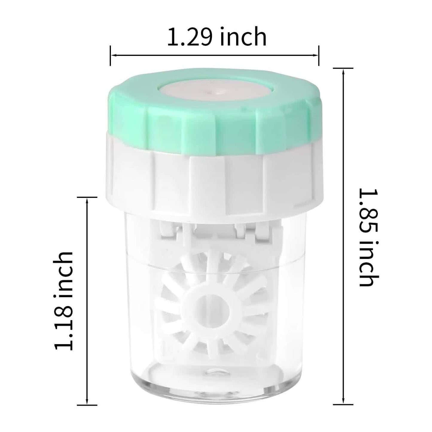 Portable contact lens cleaner case with mint lid and rotating white holder