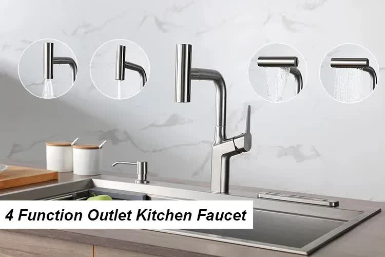 Waterfall Kitchen Tap Extender 4 Spray Modes 360 Swivel Faucet Aerator Flying Rain Nozzle High Pressure Sink Attachment Universal Fit Chrome Finish