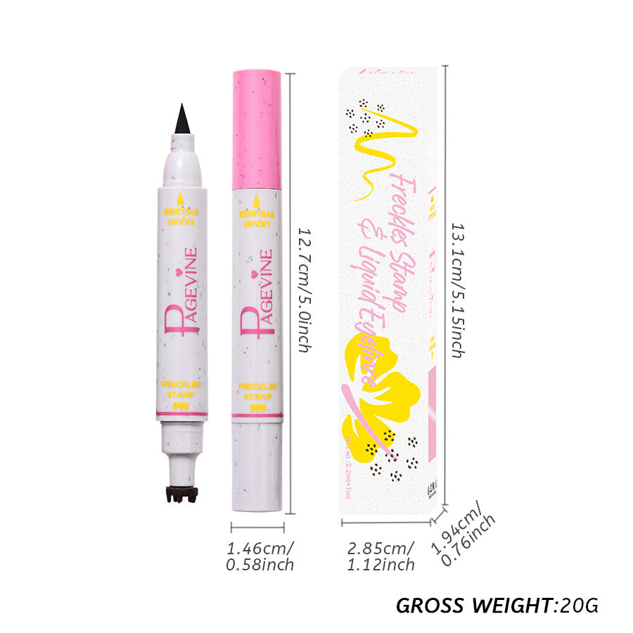 2-Pack #03 Dark 2-in-1 Double-Headed Freckle Pen & Eyeliner - Natural & Long-Lasting, Easy Coloring for Sun-Kissed Look