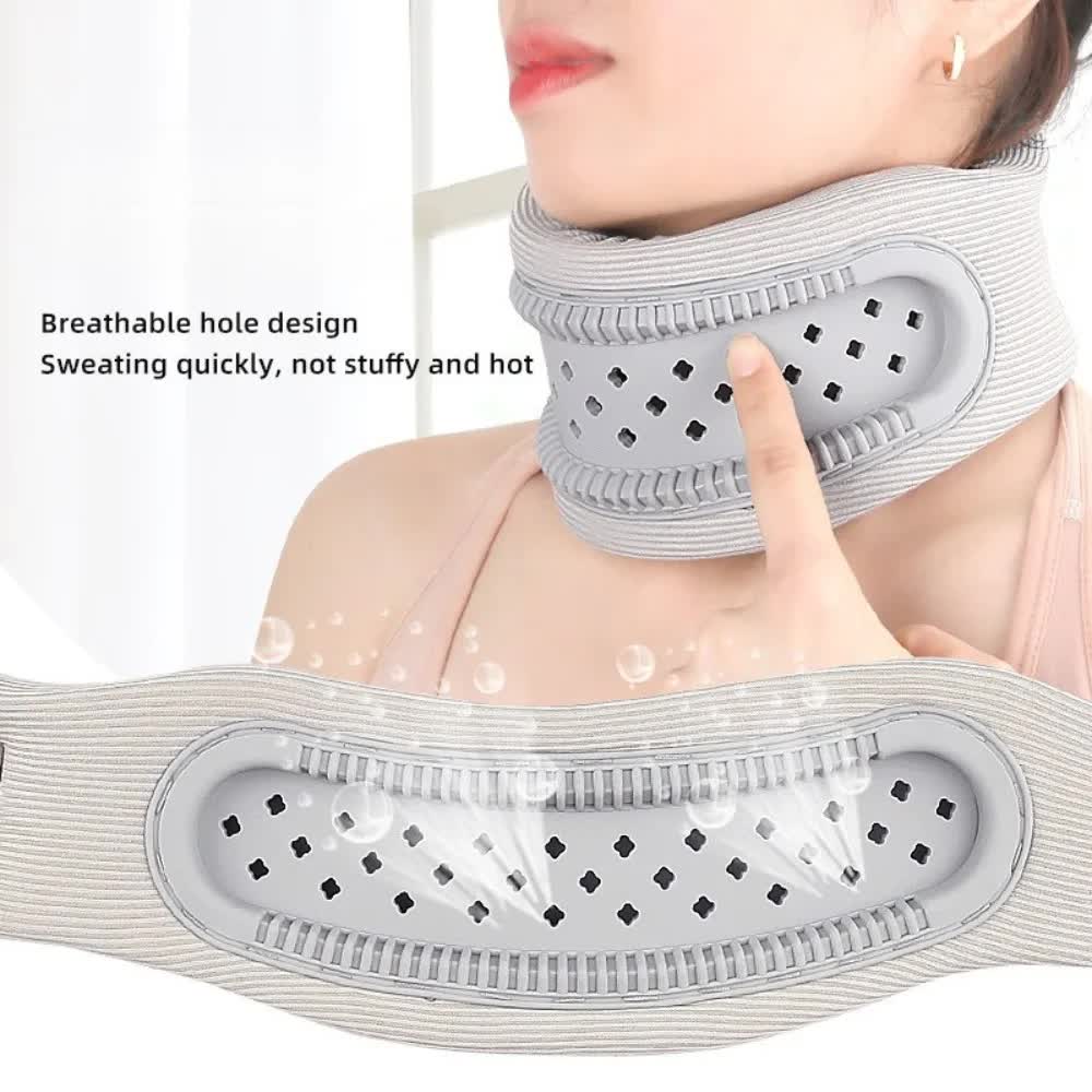 Black Adjustable Silicone Neck Brace with High-Elastic Memory Foam & V-Shape - Prevent Forward Head Tilt and Posture Correction