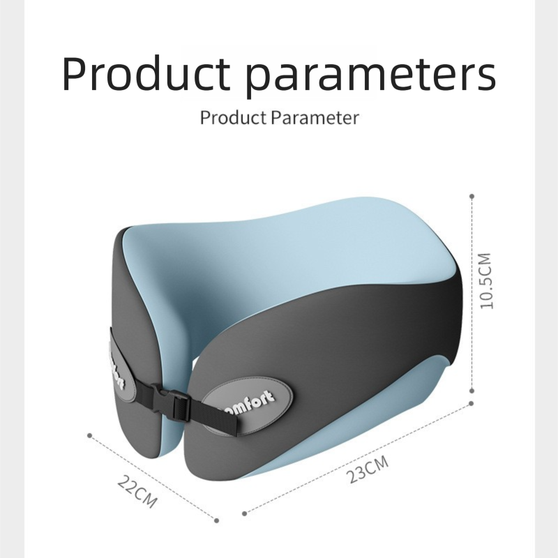 Blue and gray Memory Foam U-Shaped Travel Neck Pillow – Ergonomic Support for Airplane, Car, and Office Use
