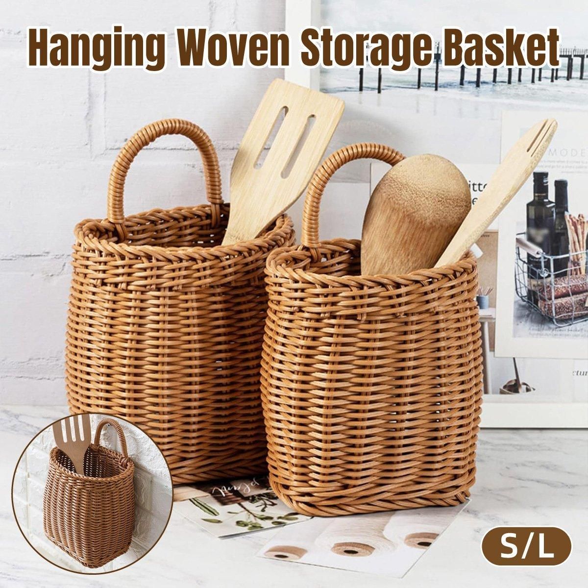 Vintage Wall Hanging Basket Kitchen Storage Basket Small Flower Basket Organizer - 12cm
